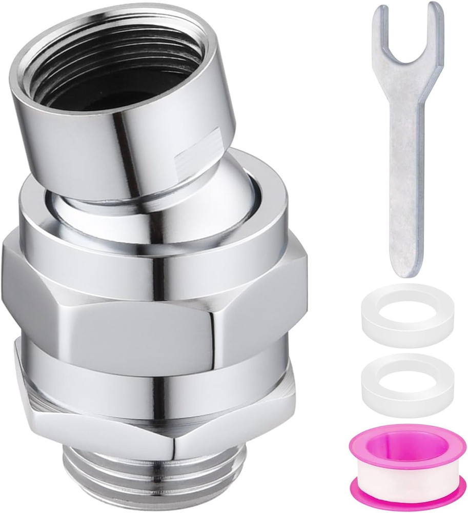 Brass Shower Head Swivel Adapter 360° Adjustable Arm Connector Chrome