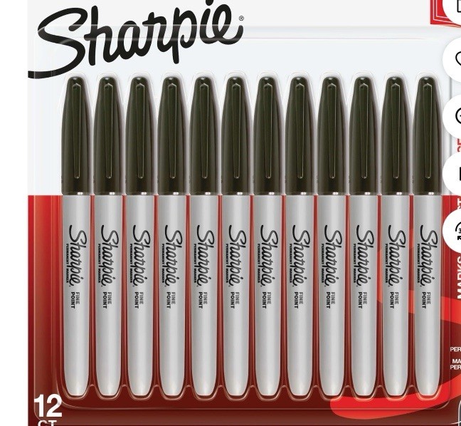 12 Sharpie Permanent Markers Fine Tip Black