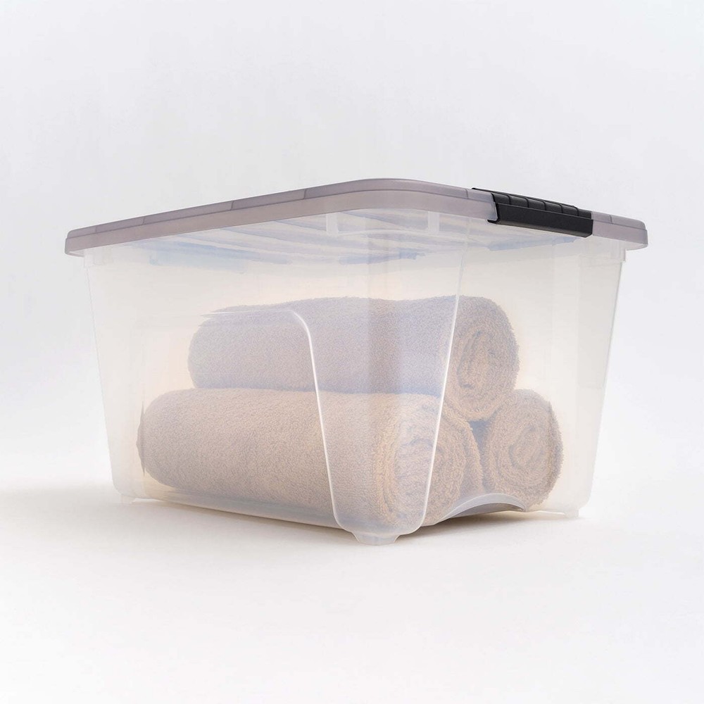 32 Qt. Plastic Storage Bin with Lid, Stackable Storage Containers, Tote