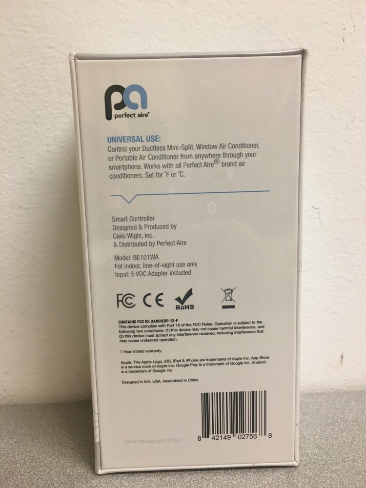 Perfect Aire PAJS1 Controller Built In WiFi Heating/Cooling Touch Screen Smart