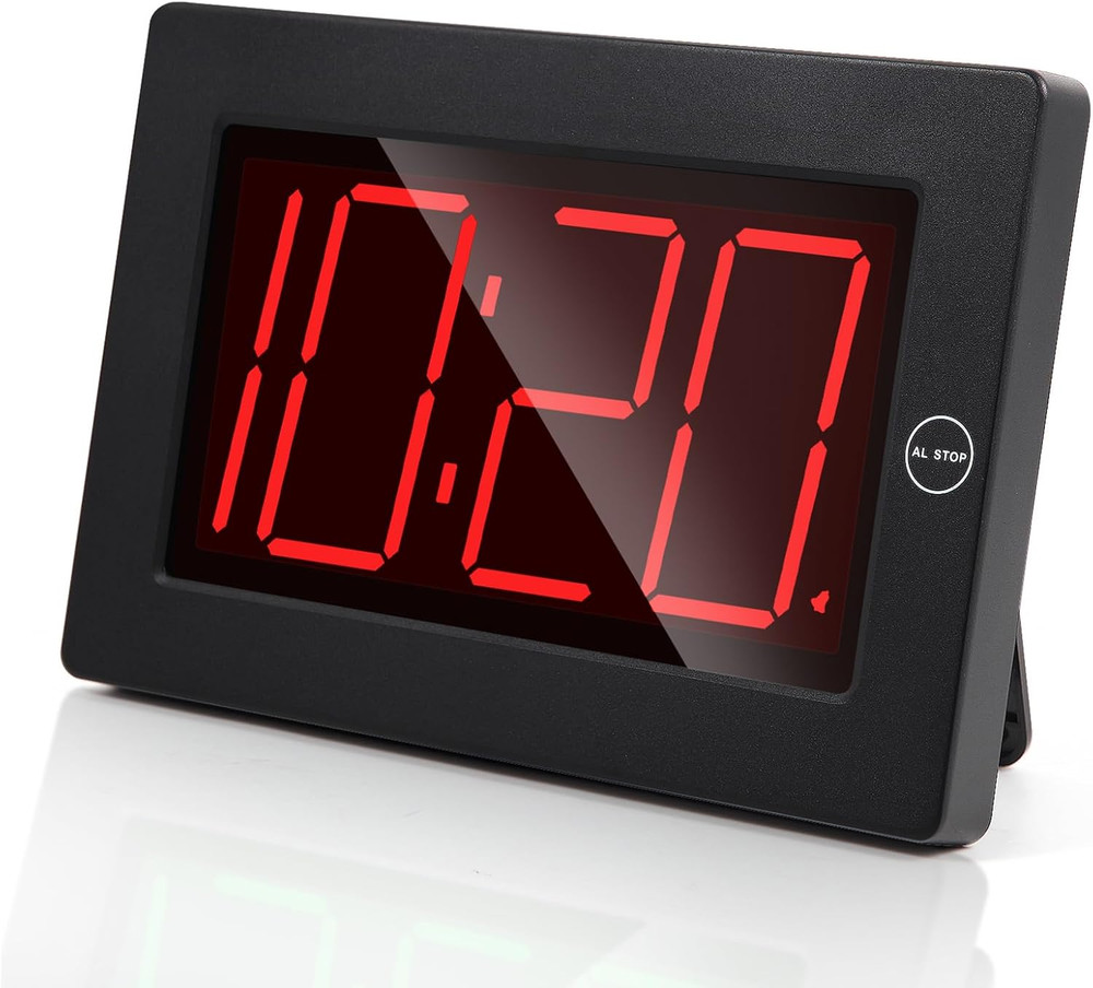 LED Digital Wall Clock Battery Operated - Large Display Digital Clock, Adjustabl