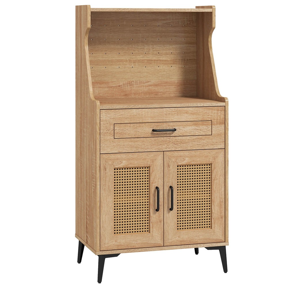 Coffee Bar Cabinet w/Pegboard Storage Drawer & Adjustable Shelf Buffet Sideboard