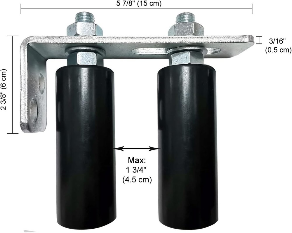 Stainless Steel L Bracket with Nylon Rollers - 4" Adjustable Slide Gate Support