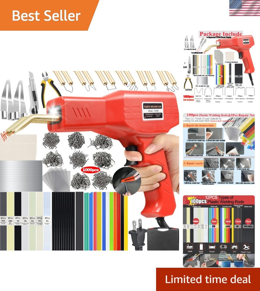 Efficient Plastic Welding Kit with 1000PCS Staples & Overheat Protection