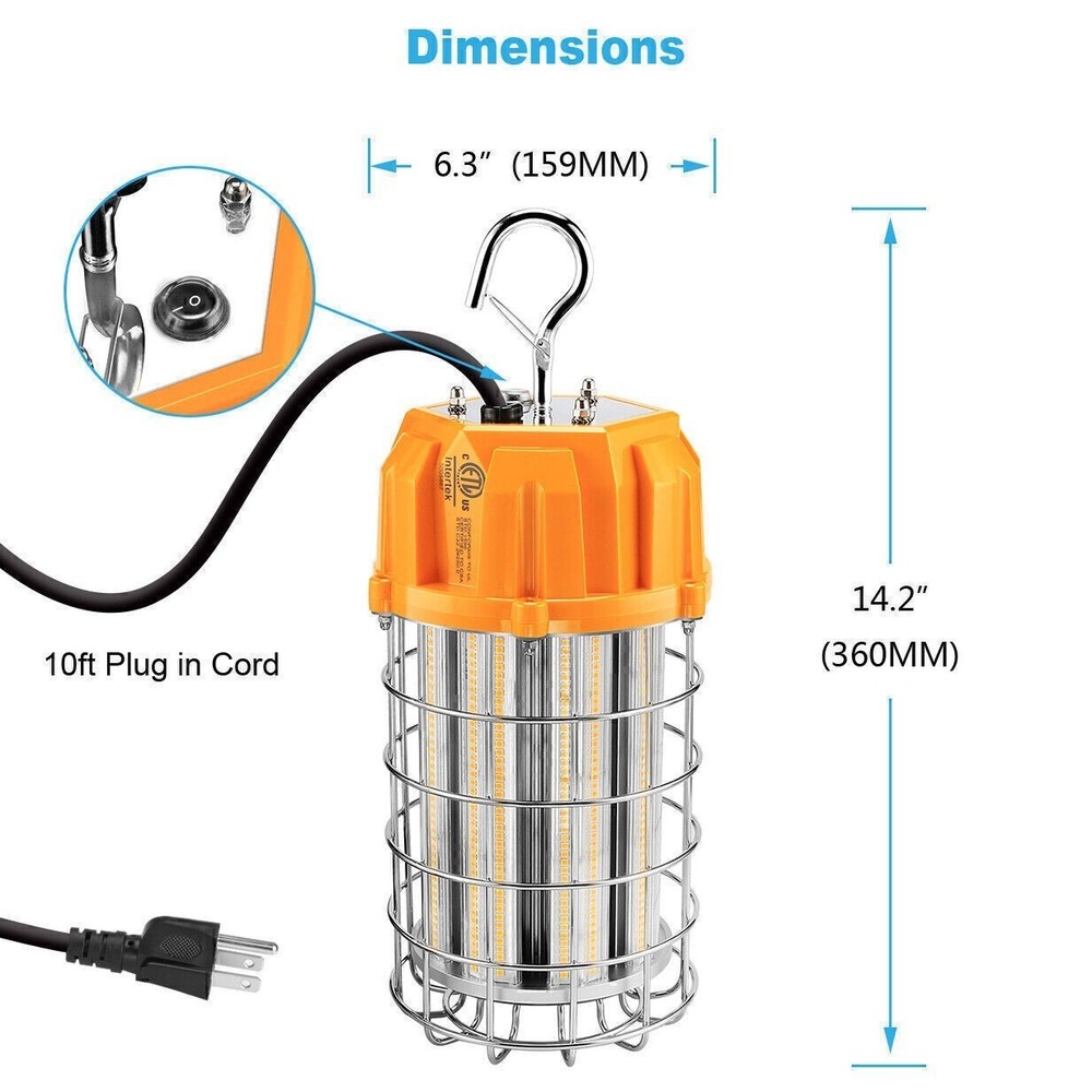2-Pack 150W LED Temporary Construction Work Light For Basement Workshop Portable