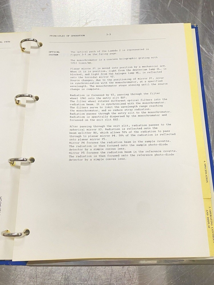 Perkin Elmer PE Lambda 2 UV/VIS Spectrometer - Instructions Manual / Users Guide