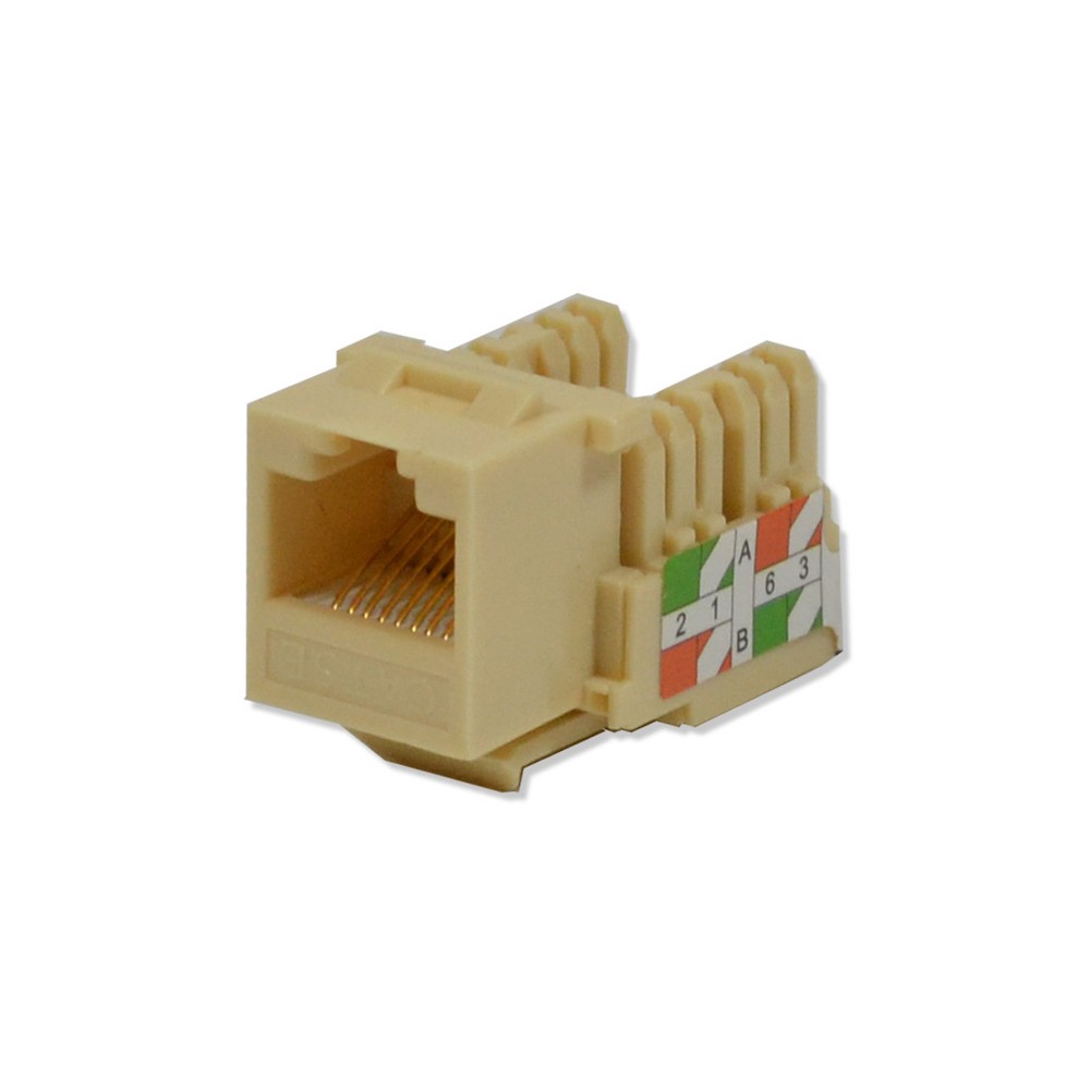 5 pack lot Keystone Jack Cat5e Ivory Network Ethernet 110 Punchdown 8P8C