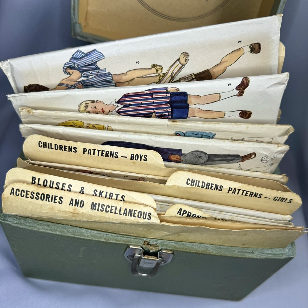 Vintage Dritz Sewing Pattern File Box Filled With Patterns
