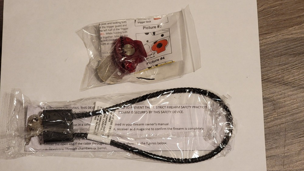 Lot of 2 Gun Locks - Cable Lock - Trigger Lock