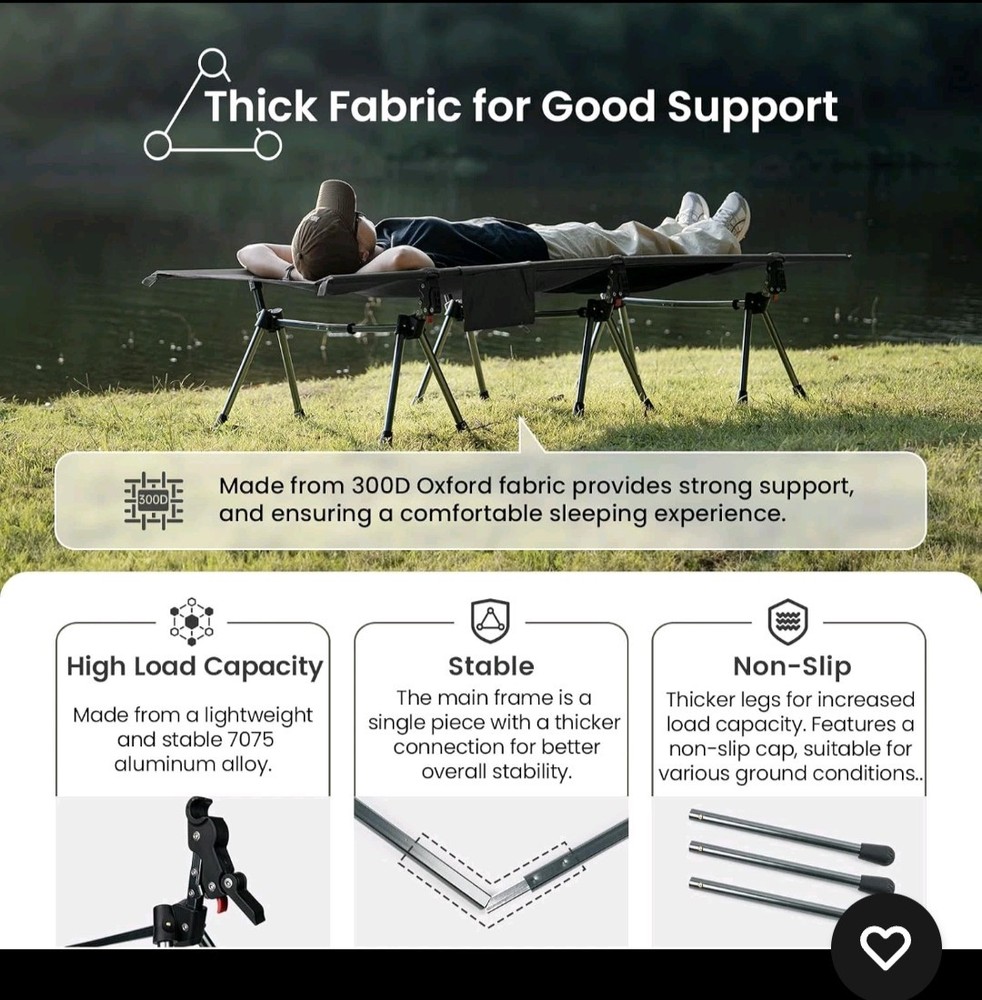 SUPRANUBIS Adjustable Camping Cot, 330Lbs Support, SUPER LIGHT. AMAZING COT. A+!