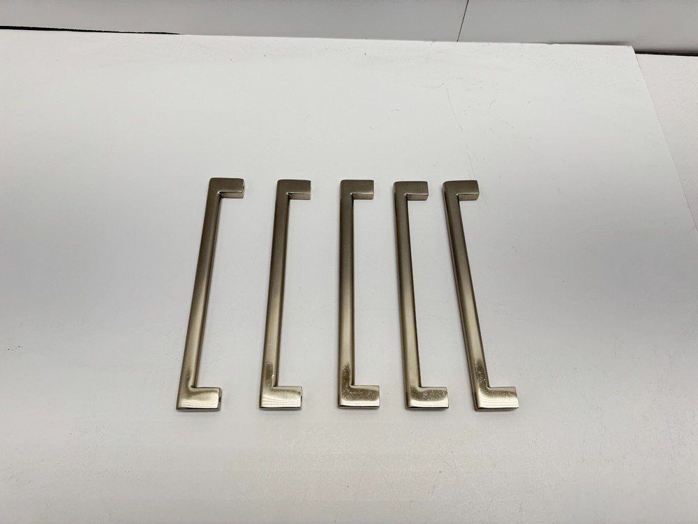 Emtek 8" Centers Trail Pulls in SATIN NICKEL 5-pack Solid Brass *NO SCREWS*