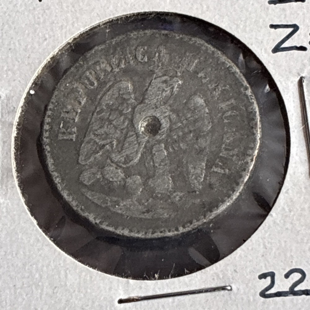 1873 Mexico Un Centavo Falsa De Epoca