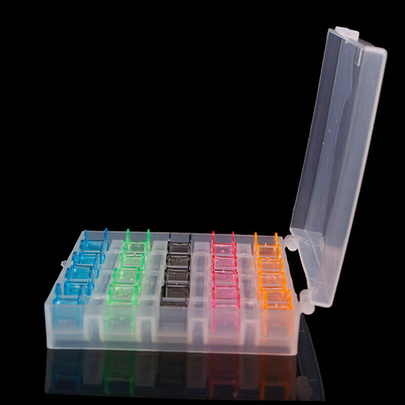 25Spools Bobbins Sewing Machine Bobbin Case Organizer Storage Colorful/Clear Box