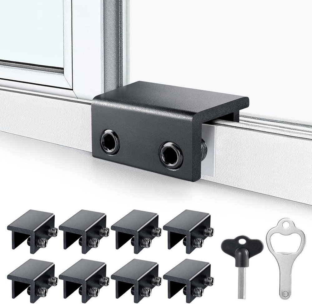Adjustable Security Window Locks - 8 Pack with Key for Vertical & Horizontal Use
