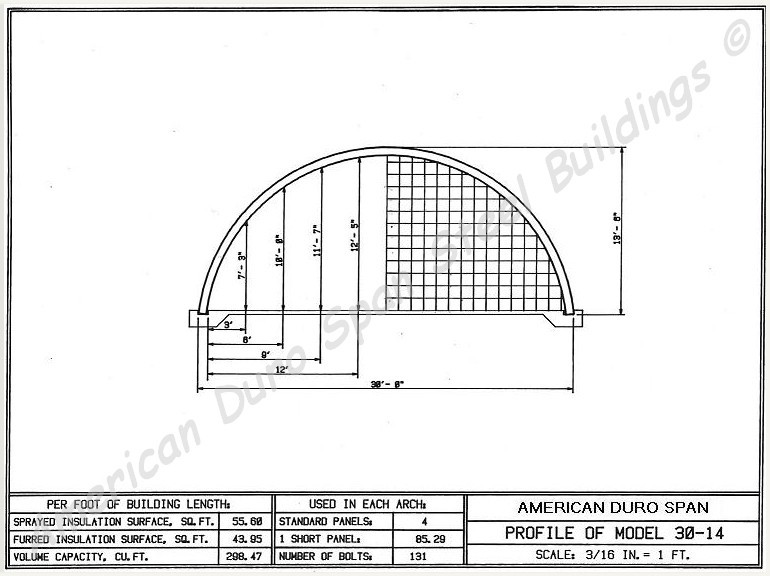 30x40x14 Engineered Steel Building Kit | DuroSPAN Clear-Span Arch System