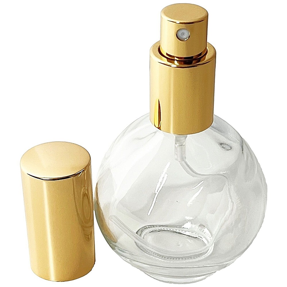 75ml 2.5 oz empty sphere glass perfume bottles gold atomizer refillable decant