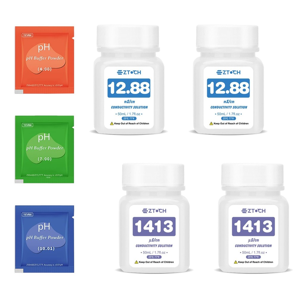 4 in 1 pH EC TDS Meter for Water Hydroponic with Calibration Solution,...