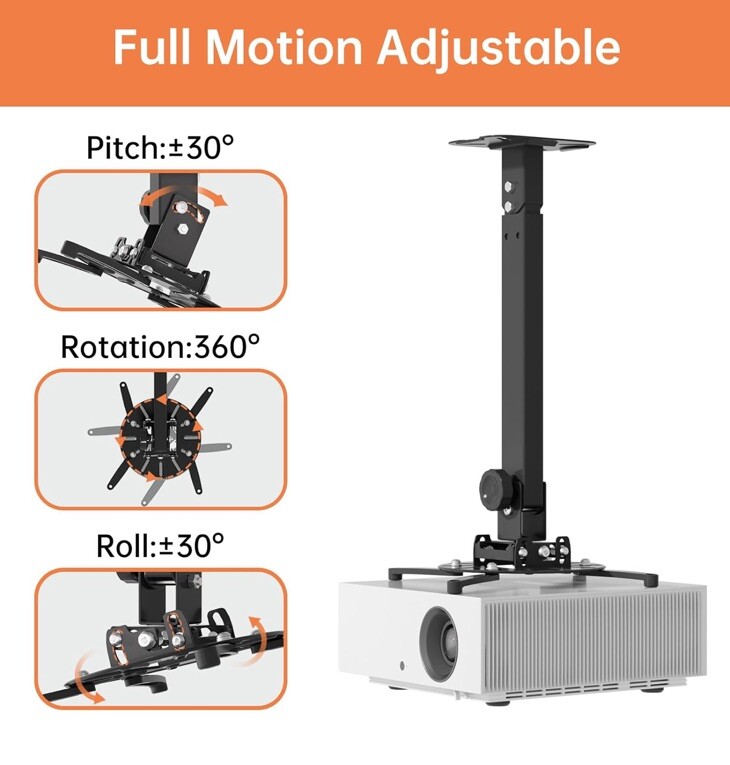 Universal Projector Ceiling Mount Wall Bracket Holder Fit Flat or Sloped Ceiling