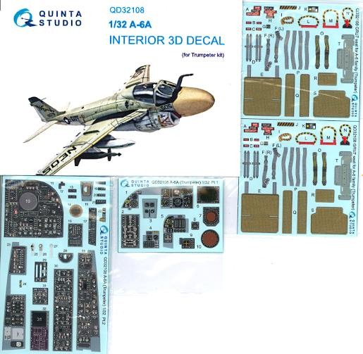 Quinta Studios 1/32 A-6A INTRUDER DECAL COLORED INTERIOR SET Trumpeter