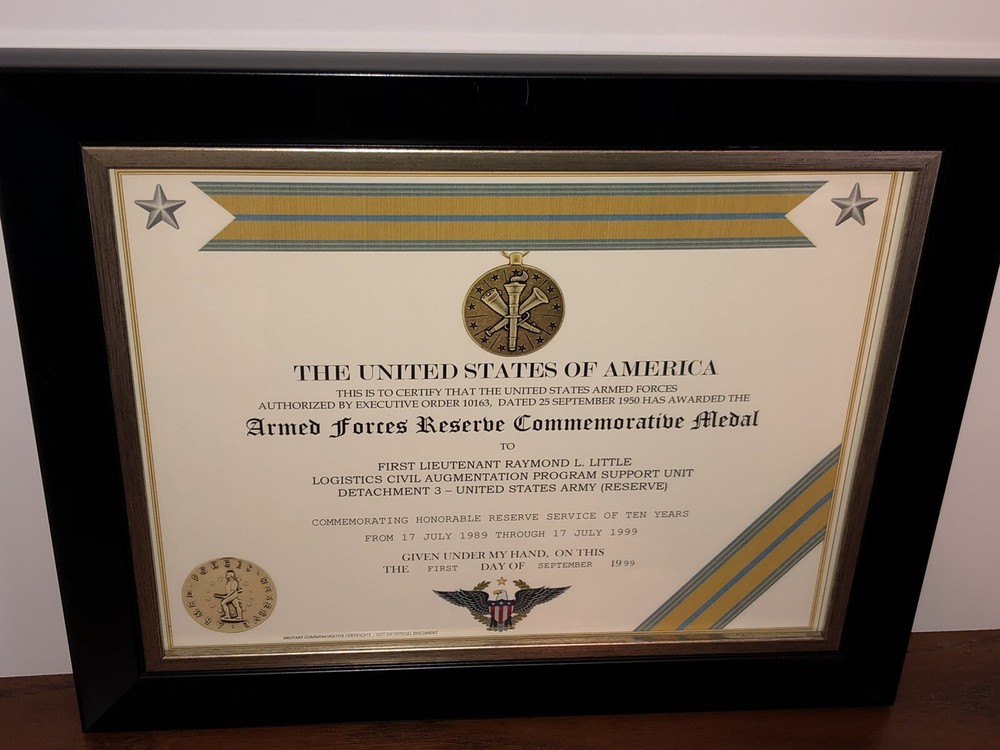 ARMED FORCES RESERVE COMMEMORATIVE MEDAL CERTIFICATE ~ Type 1