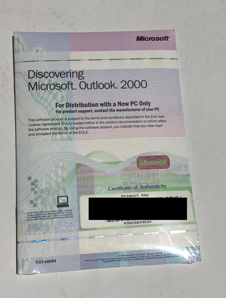 Discovering Microsoft Outlook 2000 PC Software COA Sealed