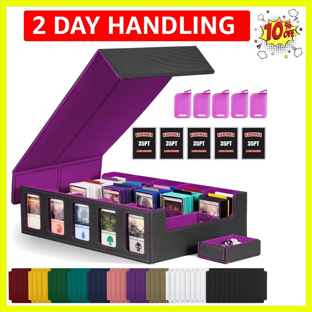 Trading Card Storage Box with Commander Display , 5-Row Deck Case with Remova...