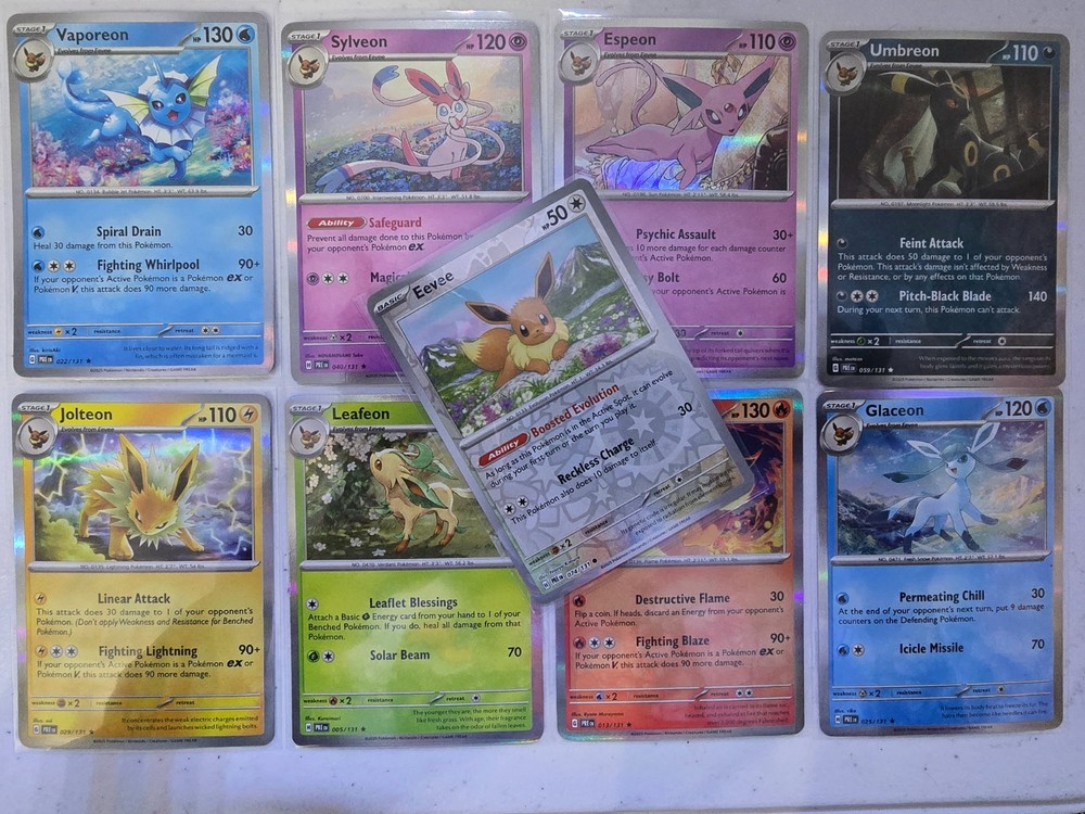Eevee 074/131 with 8 evolving holo cards SV: Prismatic Evolutions 🔥🔥🔥