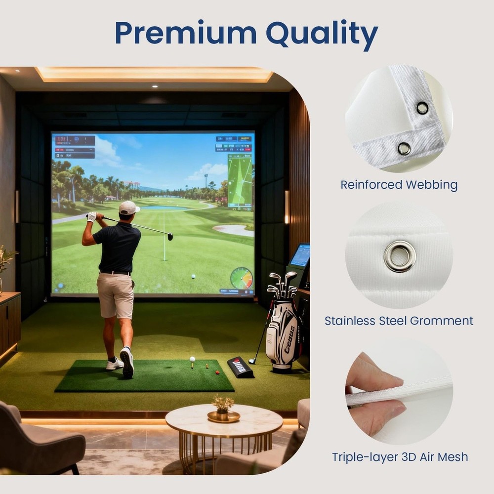 Triple Layer Golf Simulator Impact Screen HD Air Mesh
