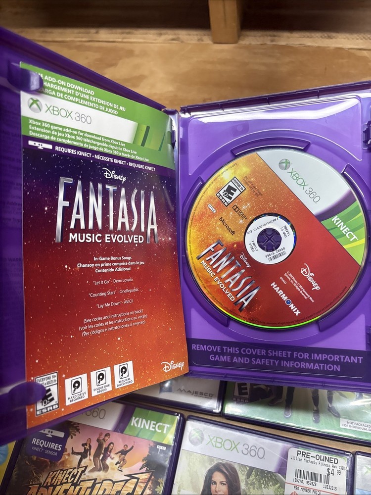 Microsoft 1414 Xbox 360 Kinect Sensor Bar & 10 Games - TESTED NICE DISCS!