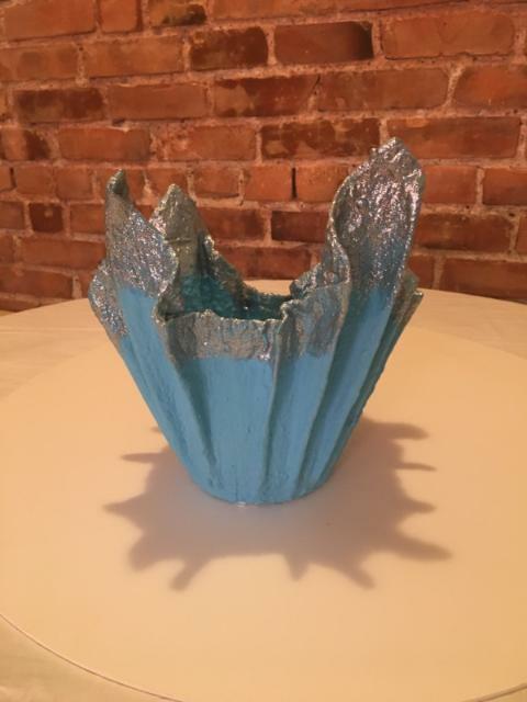 Pee's handmade cement vase Blue & Silver size Medium very elegant.