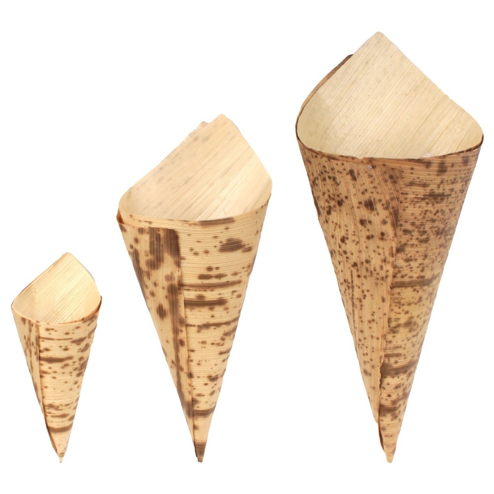 BambooMN Premium Bamboo Leaf Food Cone - Multiple Sizes & Quantity Available