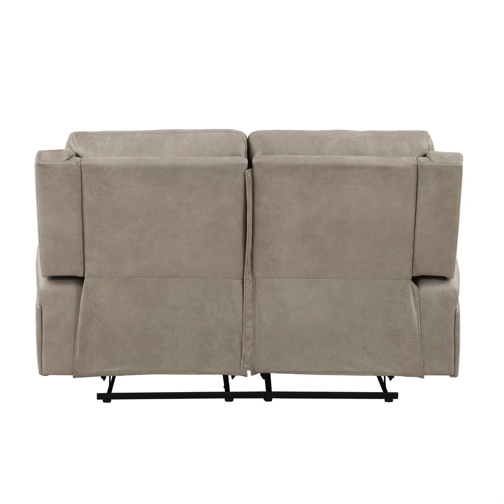 Patsy 62 Inch Manual Double Recliner Loveseat- Tufted Brown Microfiber