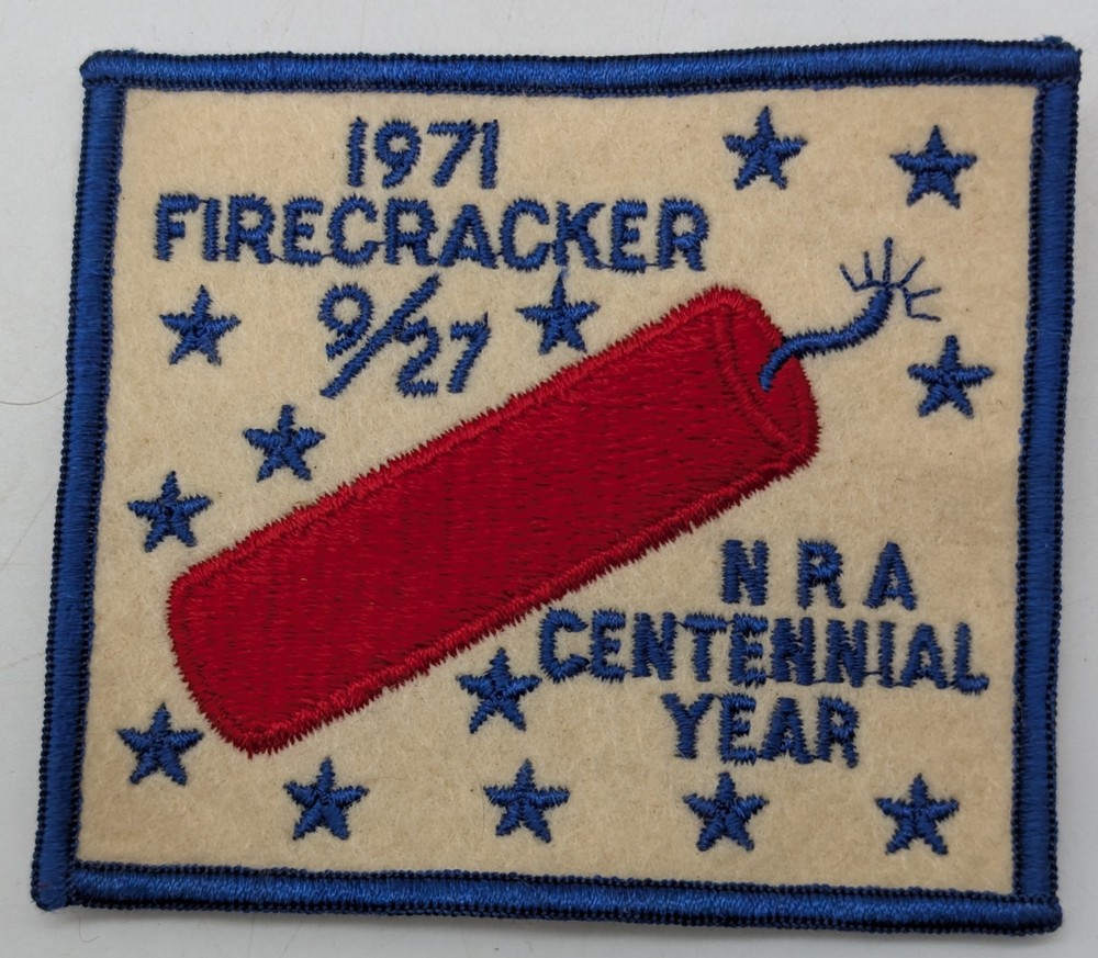 1971 Firecracker NRA National Rifle Association Centennial Vtg Embroidered Patch