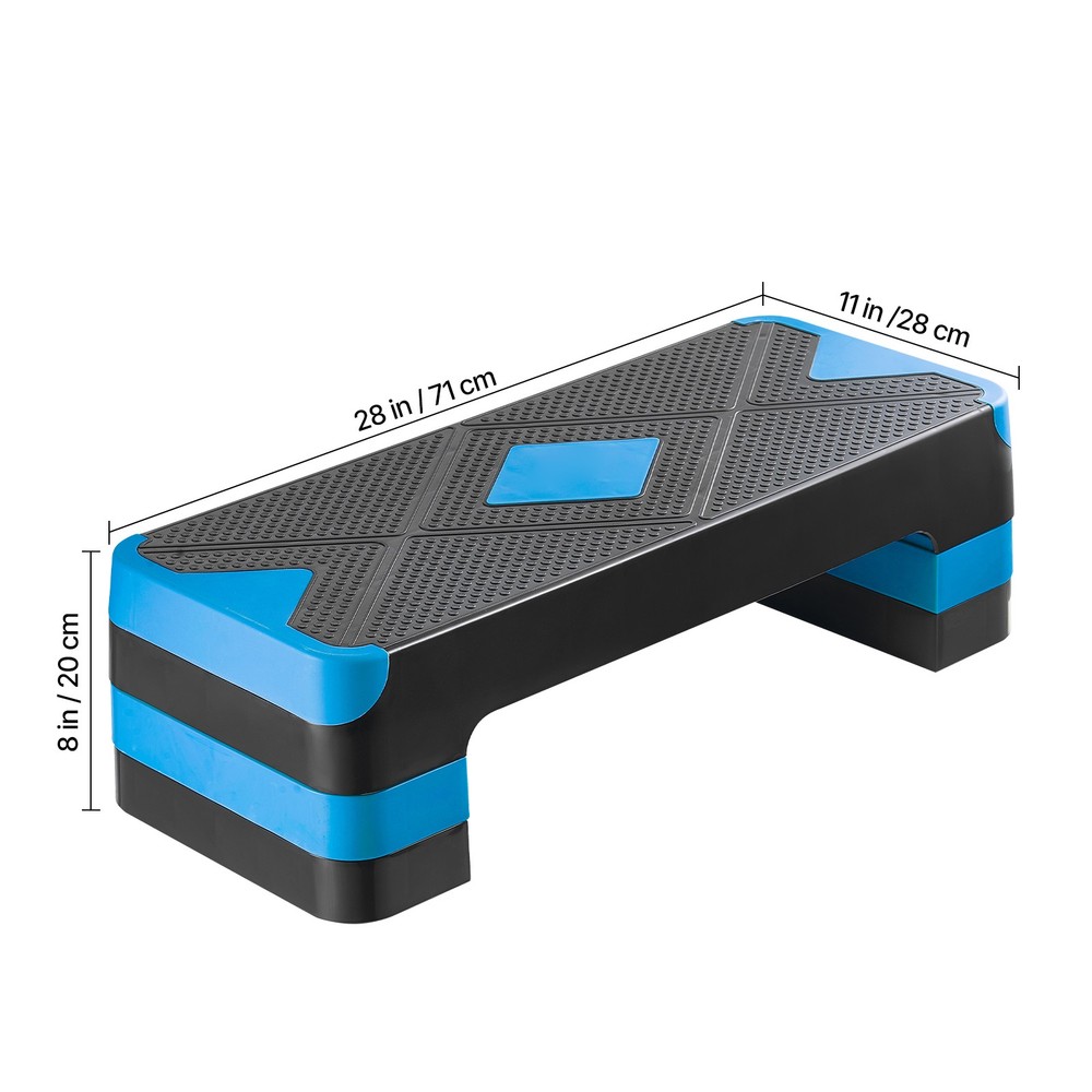 Uimoso Adjustable Aerobic Exercise Step Platform with 4 Risers - Blue