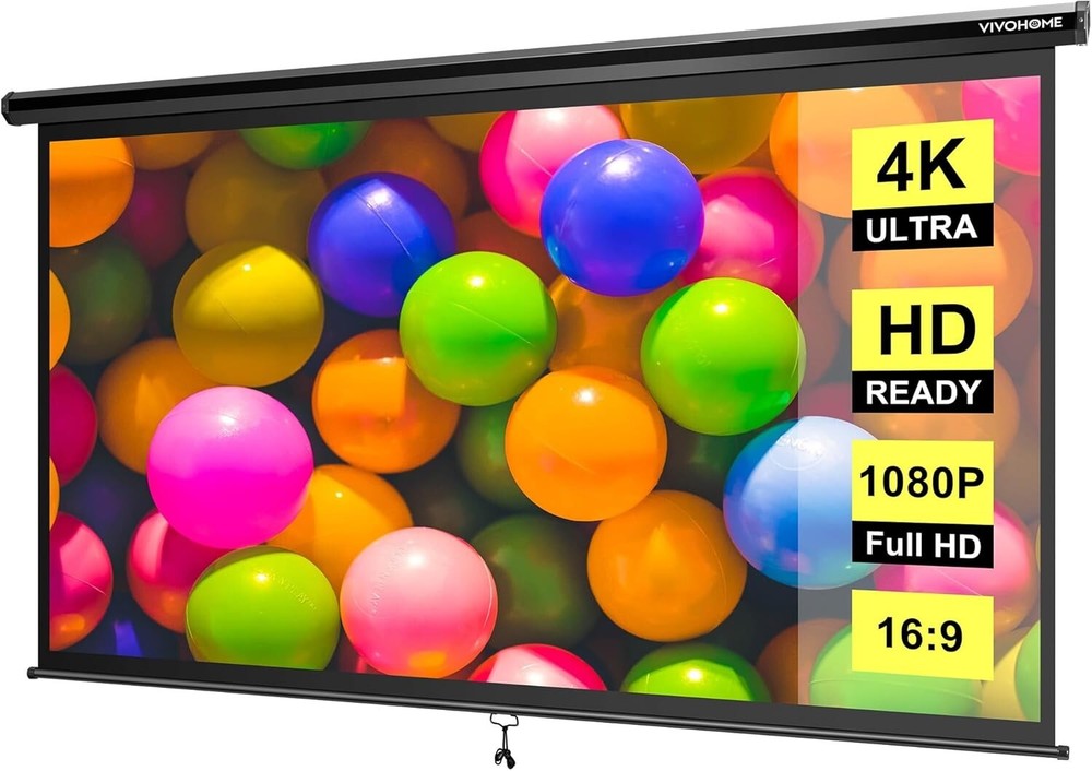 High-Definition 16:9 100'' Pull Down Projector Screen for Cinema Quality Viewing