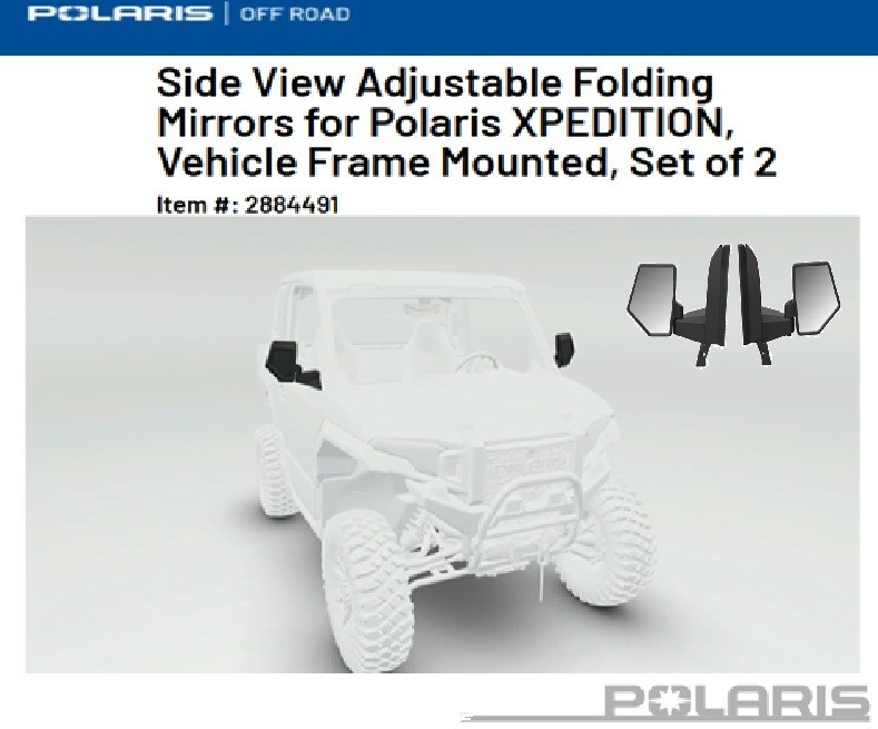 Polaris XPEDITION Side View Adjustable Folding Mirrors for Frame Mounted-2884491