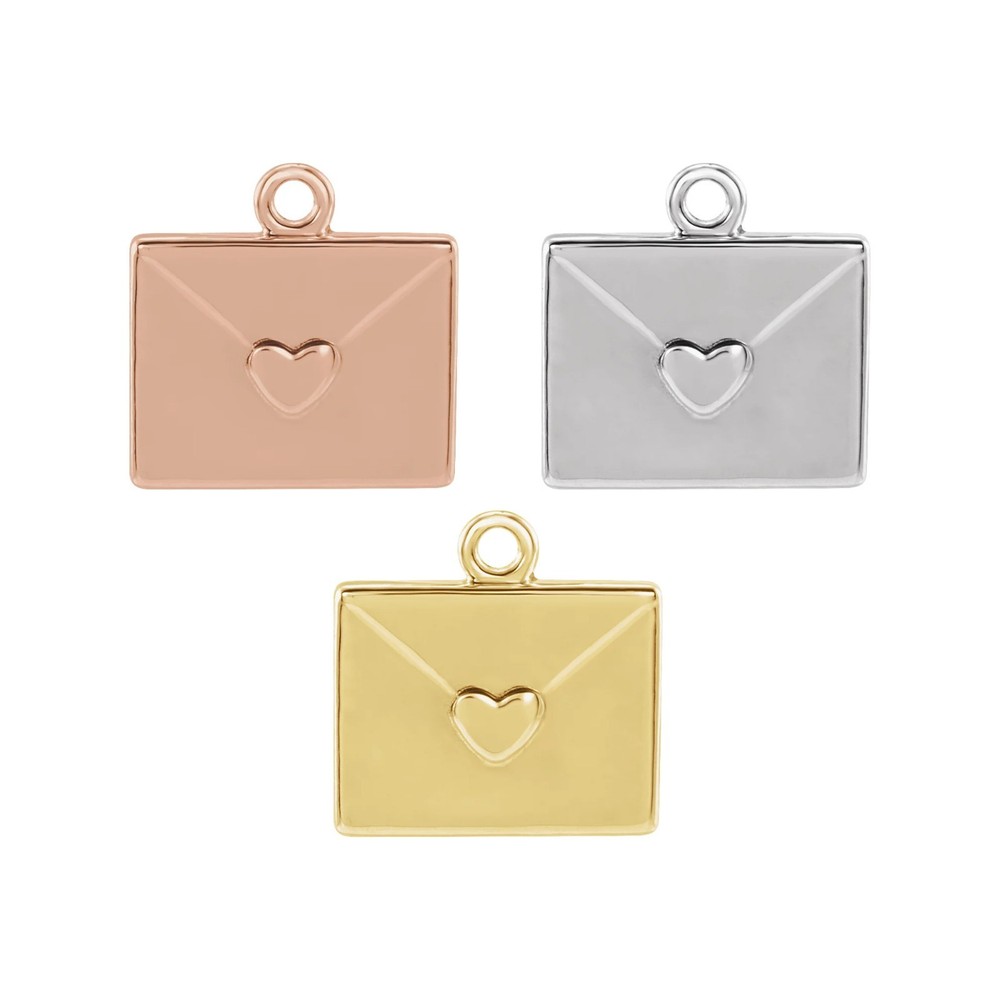 10K 14K 18K Solid Gold, Platinum & Sterling Silver Envelope Dangle