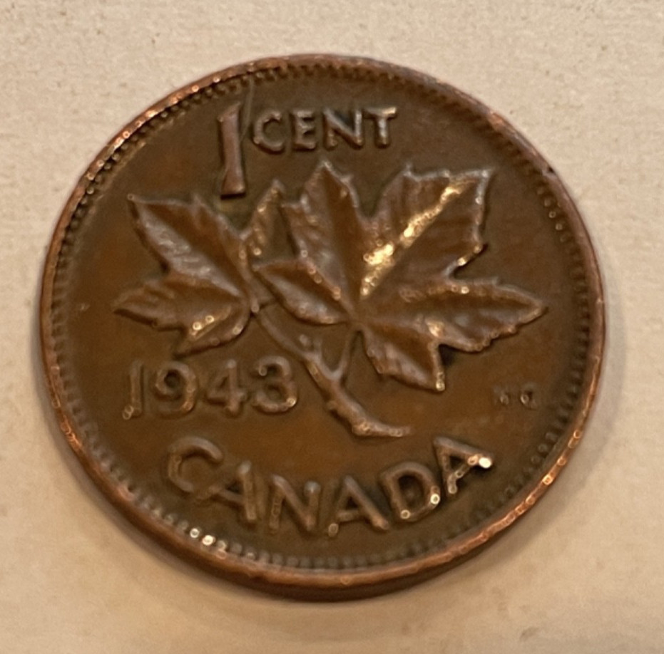1943 Canada one cent 1945 Canada one cent Canadian cents