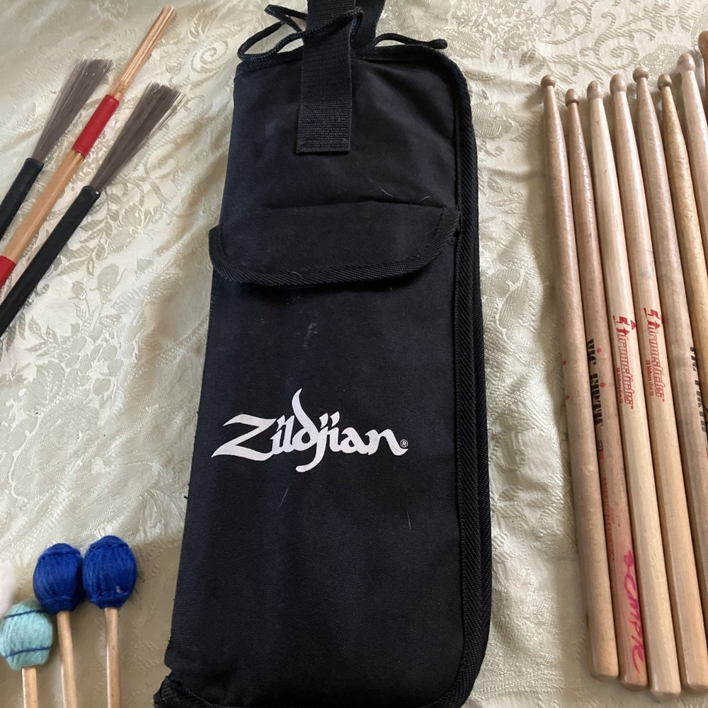 Drumstick Bag and Sticks Loaded with Sticks, Mallets and Brushes