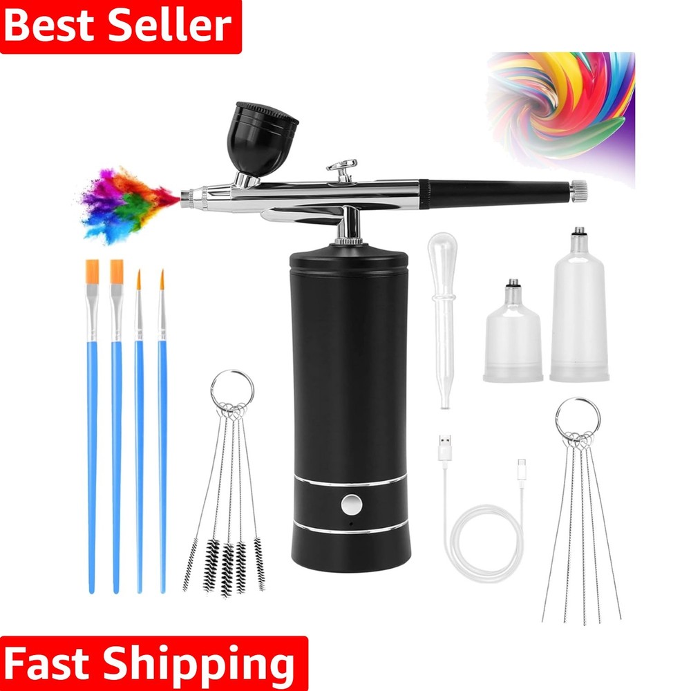 Wireless Airbrush Kit: Compact 5.9'' with Powerful Compressor & USB Charge