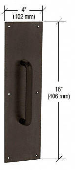 3/4" Diameter Oil Rubbed Bronze 8" Pull Handle with 4" x 16" Pull Plate