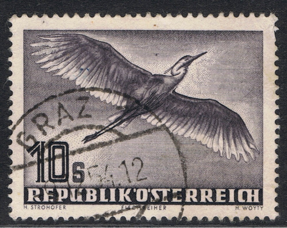 AUSTRIA 1950 - 53 10s GREY HERON
