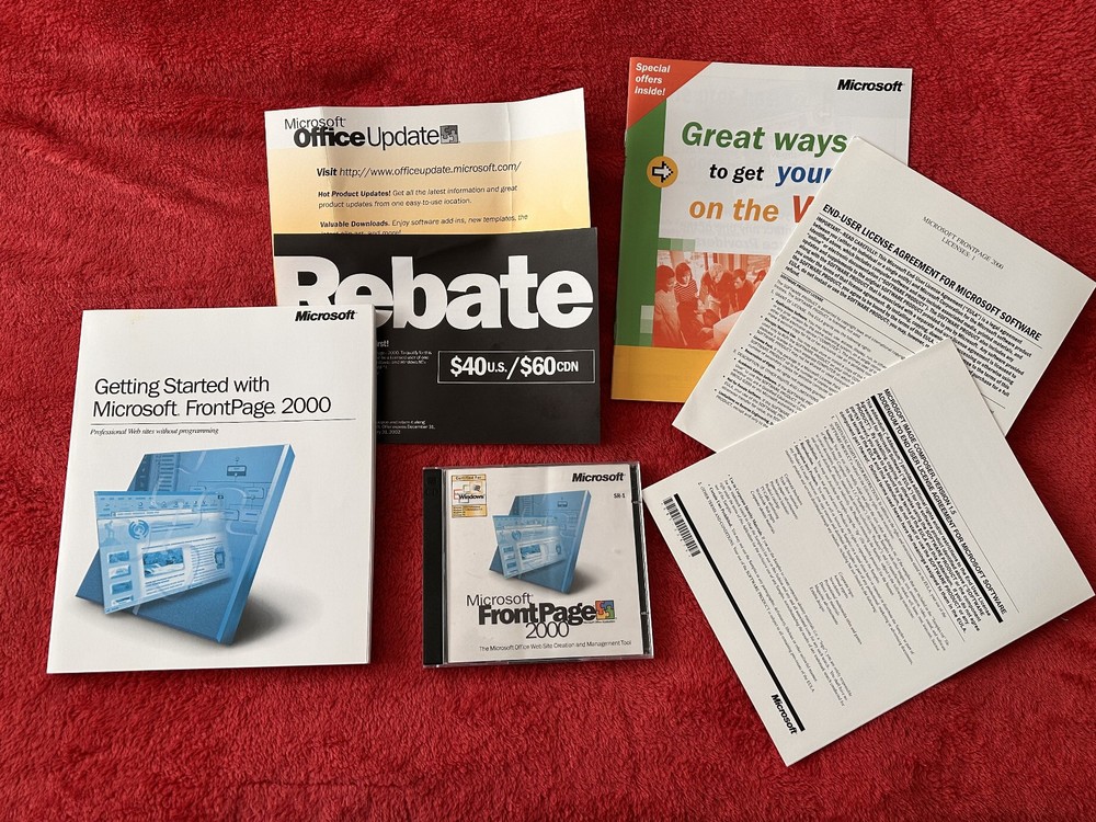 Microsoft Front Page 2000 (CD) for Windows 98 NT | web design tool w PRODUCT KEY