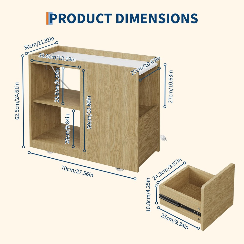Side Table with Wheels