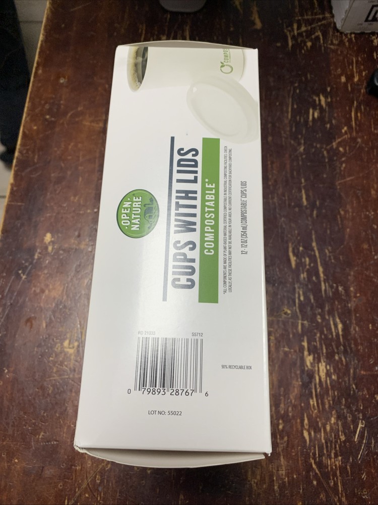 New Sealed Open Nature Cups with Lids Compostable
