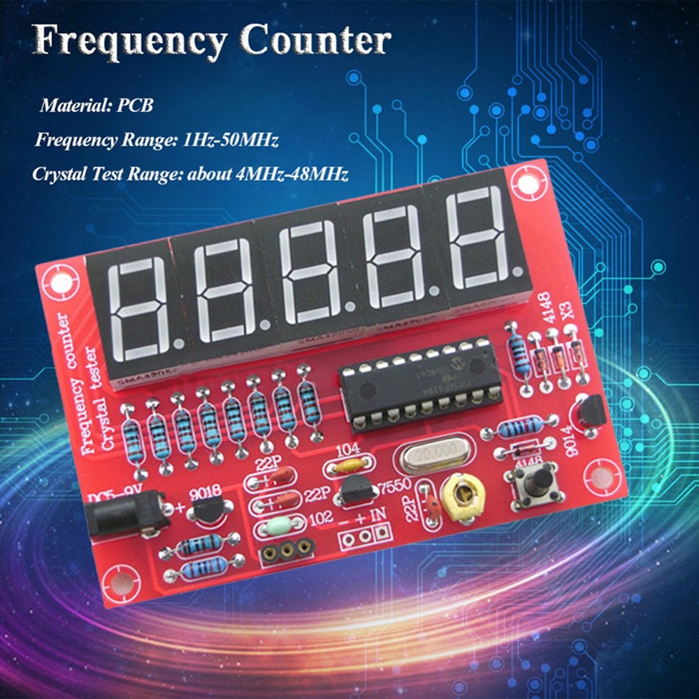 Automatic Range Conversion 1Hz-50MHz Crystal Frequency Counter Tester LED PCB C