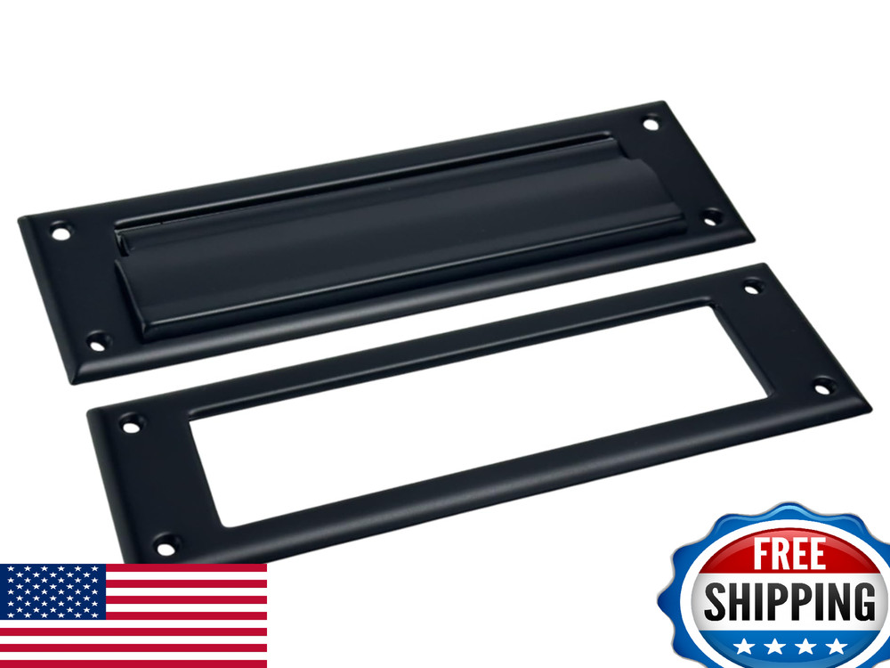 QCAA Solid Brass Mail Slot, with Solid Brass Interior Frame, 10" x 3", Matte Bla