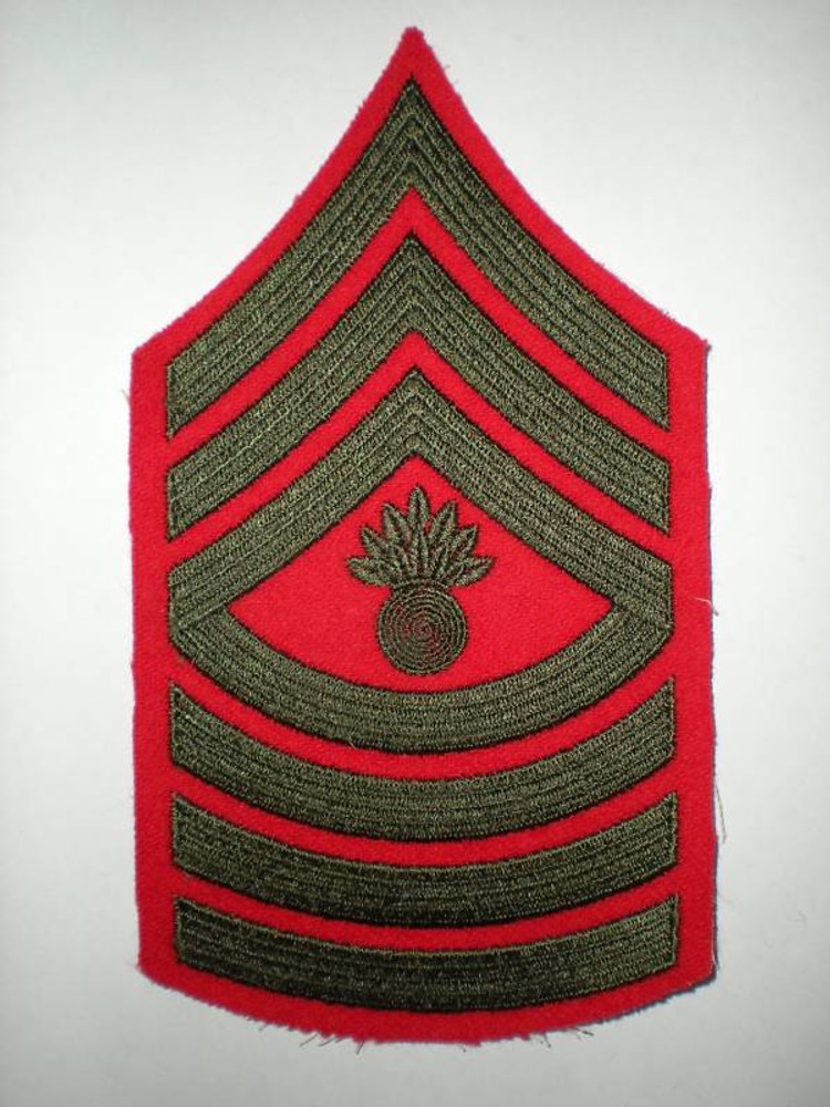 USMC MASTER GUNNERY SERGEANT RANK GREEN/RED -1 PAIR