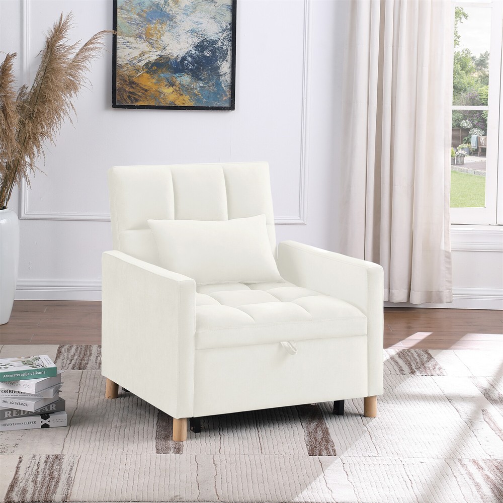 Convertible Sofa Bed Chair 3-in-1 Multi-Functional Folding Sofa Beige