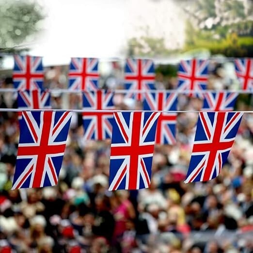 Union Jack Flag Bunting 32.8ft/30pcs British Rectangular Flag Banners String